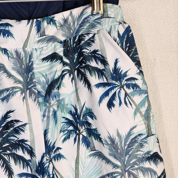 Rotita Navy Peacock Tropical Trees Print Surplice Poly Elastane Tankini Set Sz S - Picture 7 of 16